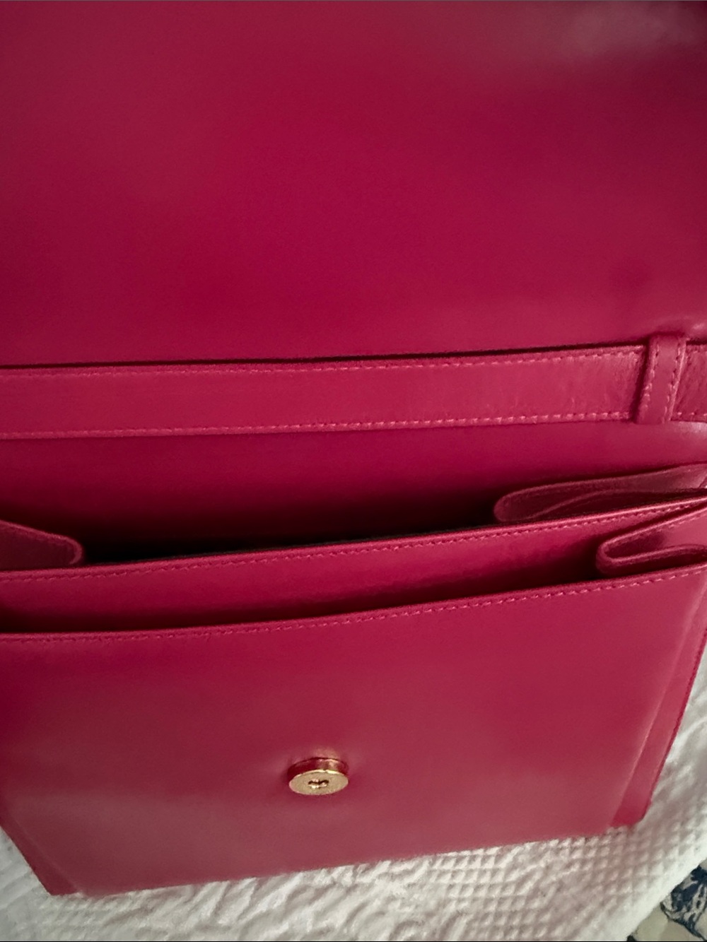 Salvatore Ferragamo Fuchsia Leather Envelope Crossbody with Gold Medallion - Picture 9 of 13